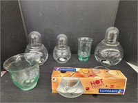 Assorted Clear Glass Vases and Cups