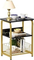 aboxoo End Table  Marble  3 Tiers  Metal Frame