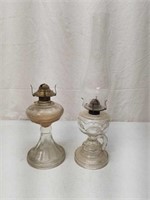Antique "Peanut" Finger Lamp + Glass Oil Lamp