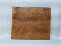 1960s Hand Tooled Leather Fishing & Camping Scene