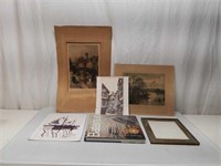 Antique Prints, Brass Picture Frame, Bateman Book