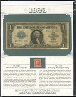 1923 US SILVER CERTIFICATE NOTE & ANTIQUE STAMP