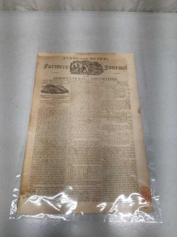 1813 Evan's & Ruffy Farmers Journal Ag Advertizer