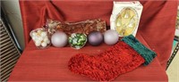 Assorted Christmas decor, including table runners