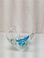 Stunning Art Glass Blue Tint Stretch Vase Bowl