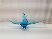 31" Blue Art Glass Stretch Vase Artist Hand Blown