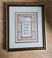 Framed Cross Stitch Wall Hanging Locally Crafted