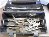 TOOL BOX WITH CONTENTS - WRENCHES, VICE GRIPS