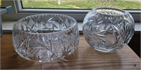 LOT OF 2 LEAD CRYSTAL BOWLS