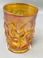 carnival glass tumbler - Marigold color - 4" tall