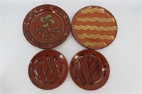 Redware Plates by Rowe Pottery