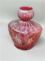 pinched cranberry glass vase - 6 1/4" tall