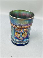Carnival glass tumbler, marked N - 4" tall