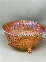 Carnival glass fruit bowl - Open Rose - 9.5" wide