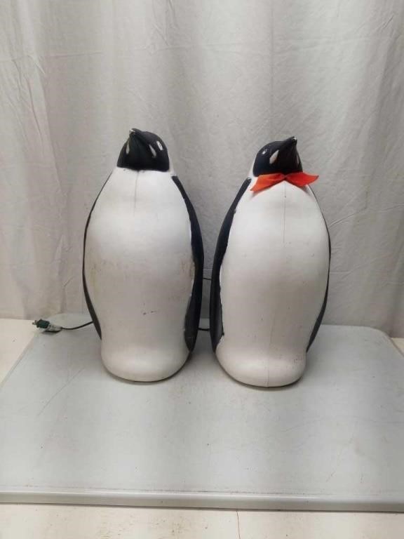 2 Penguin Blow Mold Figures