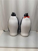2 Penguin Blow Mold Figures
