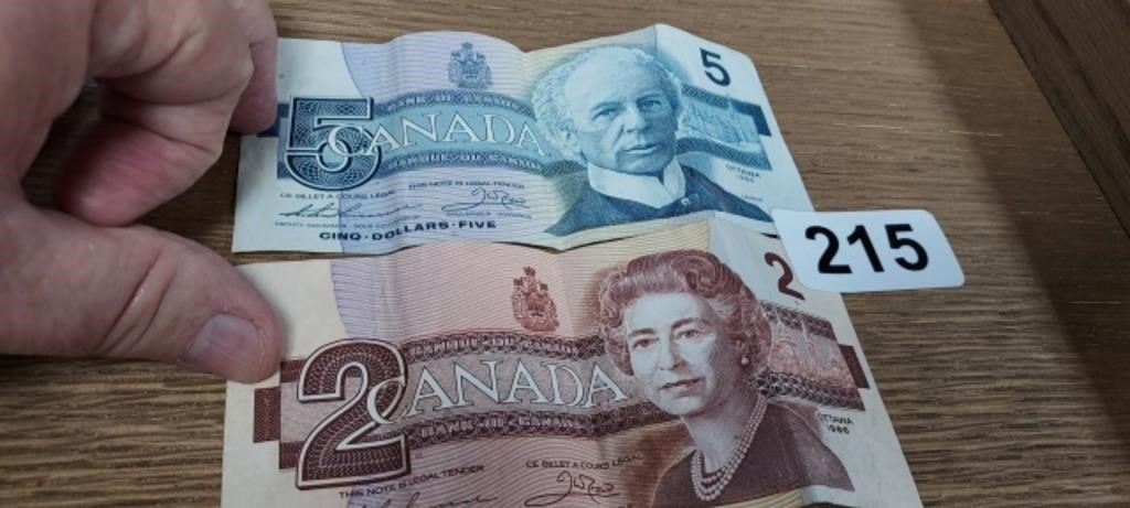 CANADIAN $2 & $5 BILLS