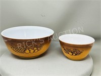 2 Pyrex Old Orchard mixing bowls
