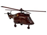 Wooden Helicopter Model 14"x13" w/ Movable Rotors