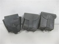 Three WWII Leather Ammo Pouches