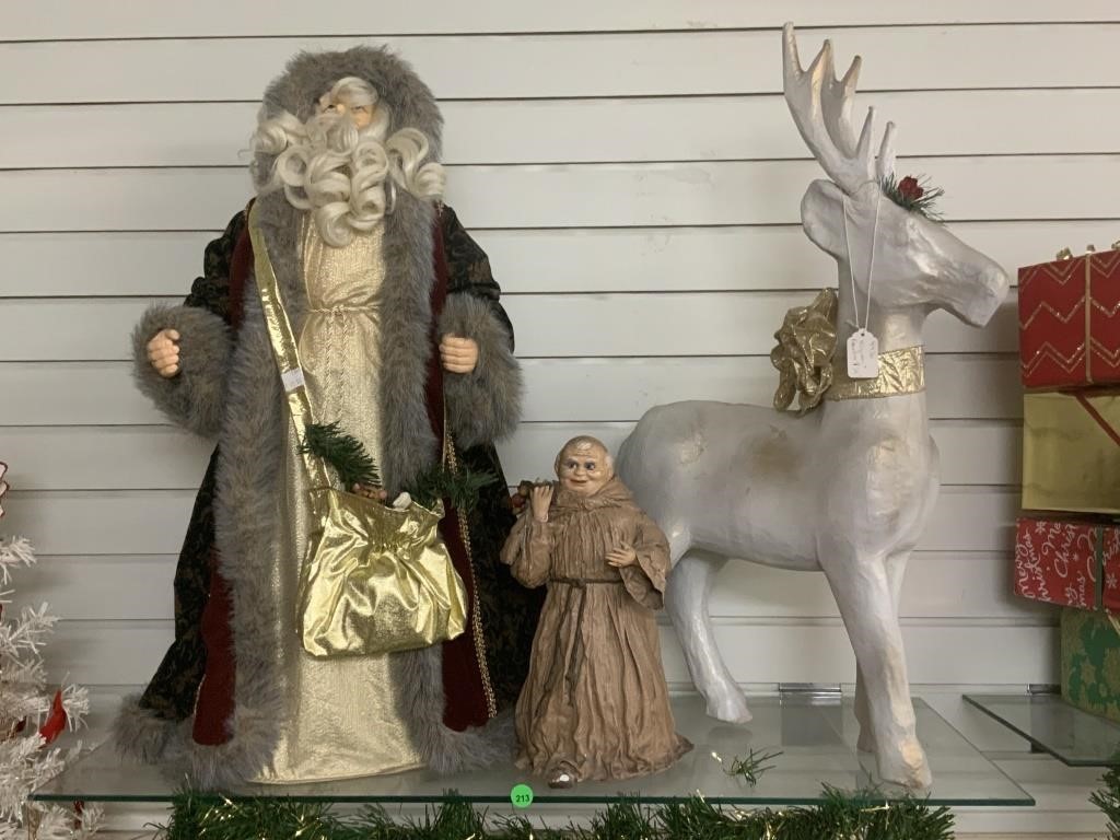 3 holiday and other statuary. Santa is 27x14