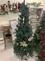 6.5ft holiday faux tree with lights and ornaments