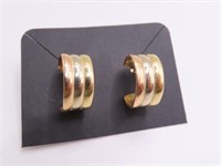 14kt TriColor Gold 3/4" Loop Earrings 7.6g