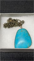 Vintage Necklace With Large Turquoise Solitaire Pe