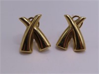 14kt Gold "X" Earrings 3/4" 4.2g