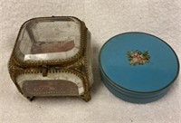 Vintage French Ormolu Beveled Trinket Box