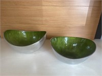 Vintage Green Aluminum Nesting Bowls