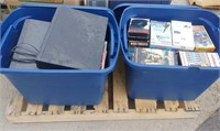 (2) Lidded Totes with VHS and DVD Player And DVDs