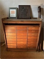 Vintage Wood File Storage Cabinet 24 Drawers,
