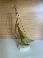 C. 1970 Jere Demot Brass Boat Sculpture
