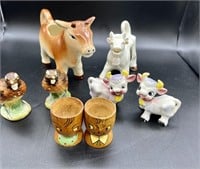 1950s Lot of Kitsch S&P Cows Egg Cups U9C