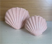 Vintage Large & Small Pink Shell Vases