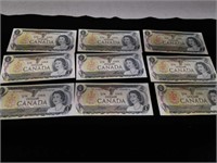 Old Canadian One Dollar Paped Bills