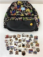 Looney Toons Mini Backpack and Metal Pin