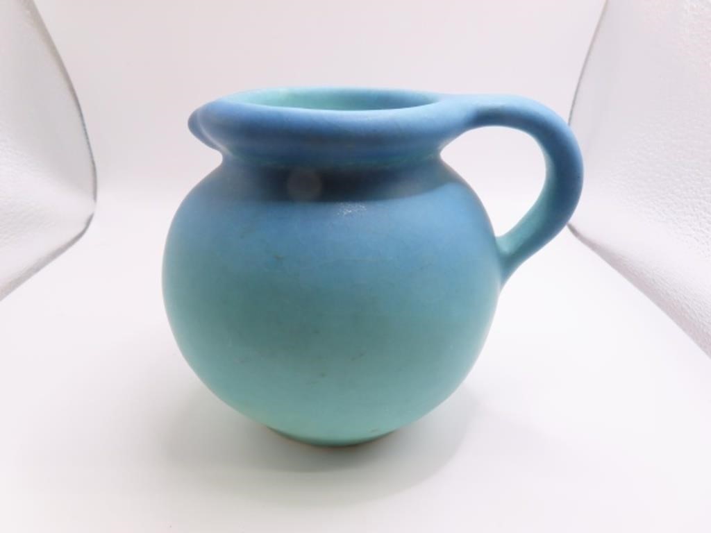 Blue VAN BRIGGLE Pottery 4" Handled Pitcher Creamr