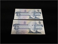 Canadian Five Dollar Bills