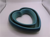 rare VAN BRIGGLE Heart 6" Pansy Ring unique Blue