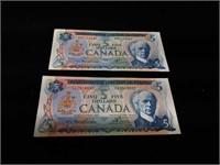 1972 Canadian 5 Dollar Bills