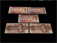 1974 & 1986 Canadian Two Dollar Bills