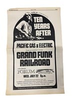 Ten Years After Grand Funk Railroad Concert Poster