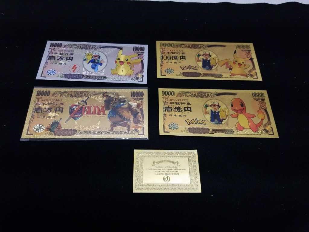 Pokemon & Zelda Golden Paper Money Notes