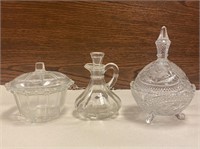 Assorted Vintage Glass Candy Dishes & Cruet