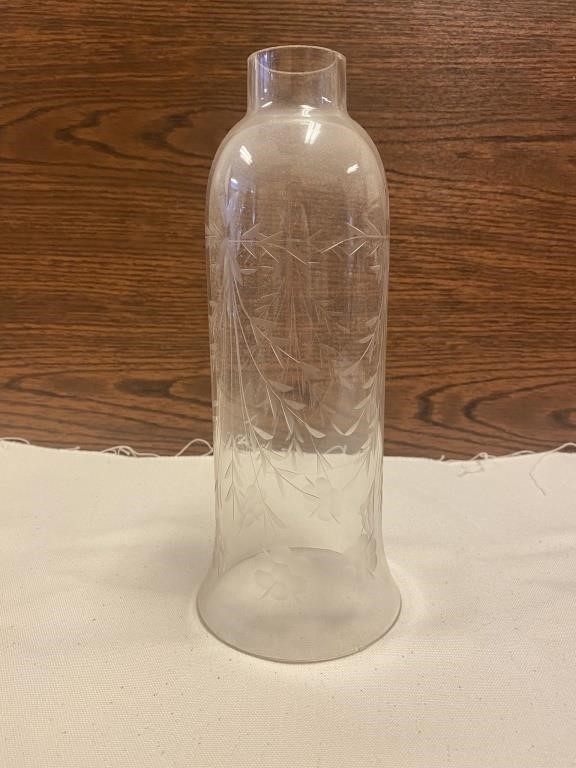 Vintage Etched Glass Hurricane Lamp Shade