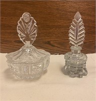 Art Nouveau Pressed Glass Dish & Perfume Bottle