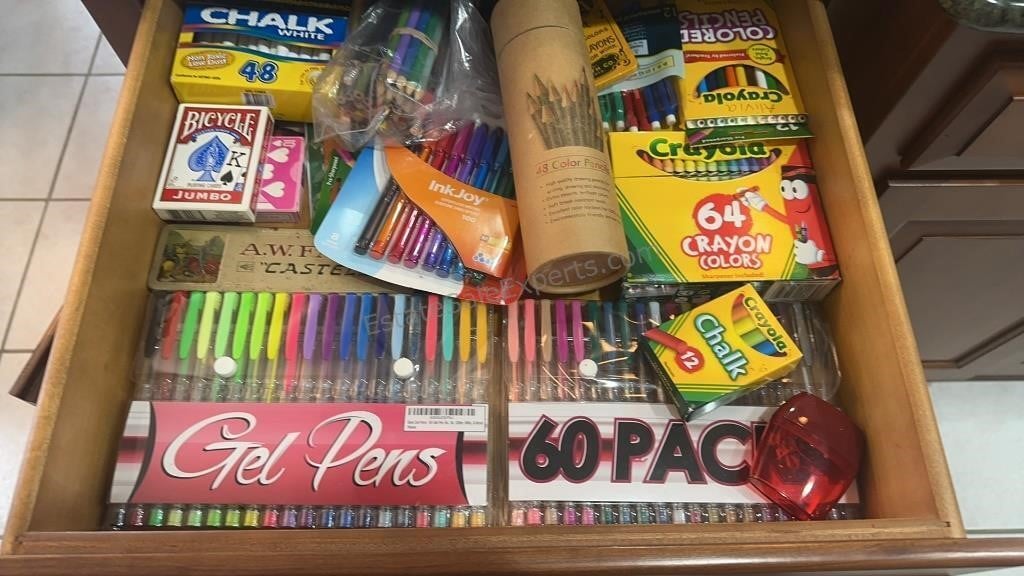 New Gel Pens, Colored Pencils, Crayons, Markers