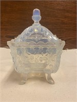 Vintage Clear Opalescent Dish with Lid